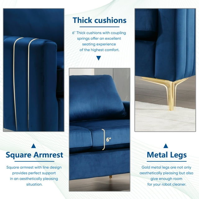 Muumblus Loveseat Sofa, 2 Seater Sofa for Small Space, Tufted Velvet Couch, Mid Century Modern Small Couches for Living Room, Bedroom