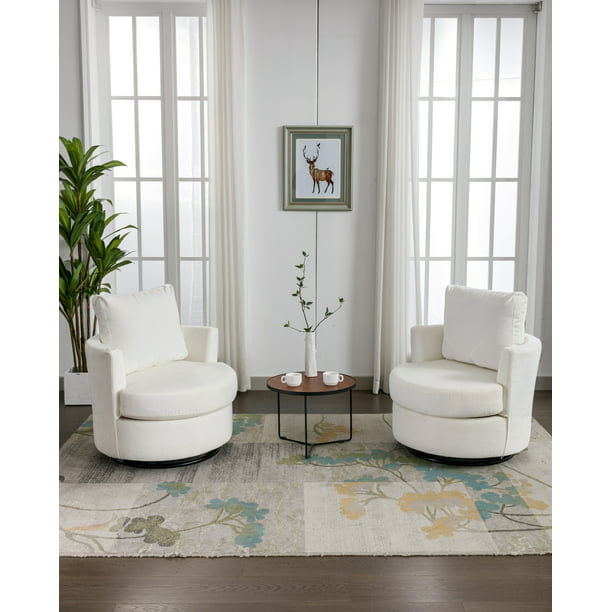 Muumblus Chenille Swivel Chair for Living Room
