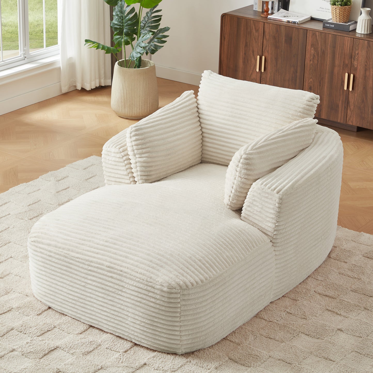 Muumblus Chaise Lounge Indoor, Cozy Lounge Chair Sleeper Sofa for Adults, No Assembly Required, Black Corduroy