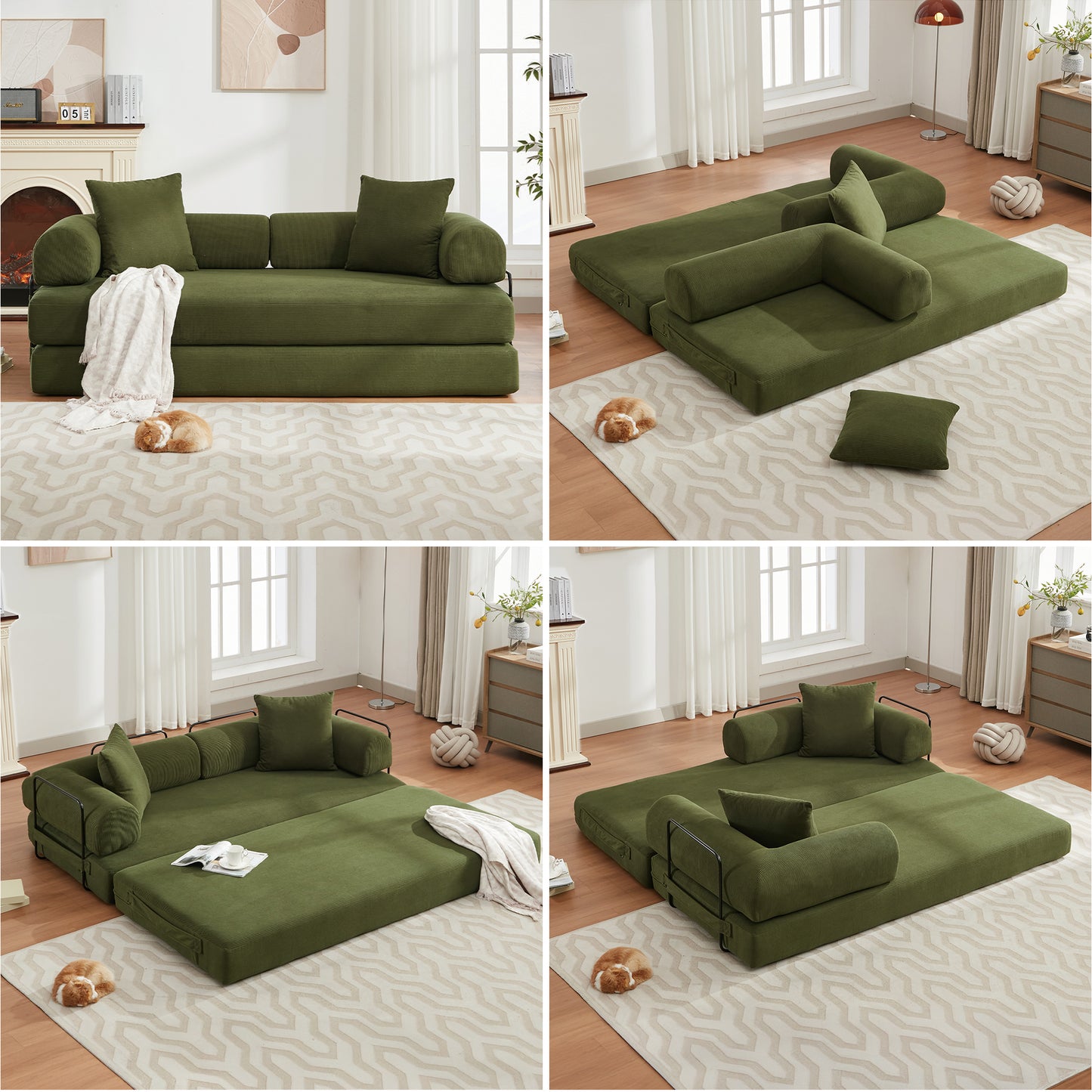 Muumblus Convertible Floor Futon Sofa Bed, Comfy Foldable Sleeper Cloud Couch for Living Room, Bedroom