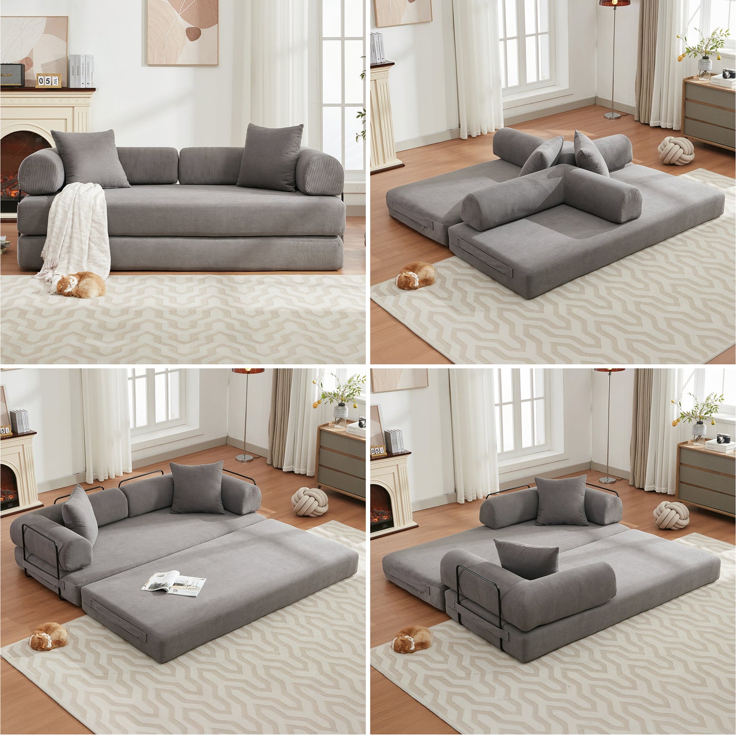 Muumblus Convertible Floor Futon Sofa Bed, Comfy Foldable Sleeper Cloud Couch for Living Room, Bedroom