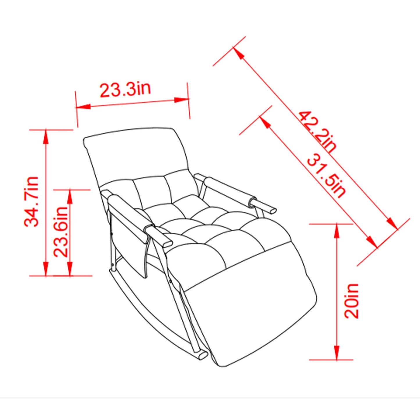 Muumblus Rocking Chaise Lounge Indoor, Upholstered Glider Rocking Chair, Adjustable Back and Footrest, Rocker Recliner for Living Room Bedroom, White Teddy