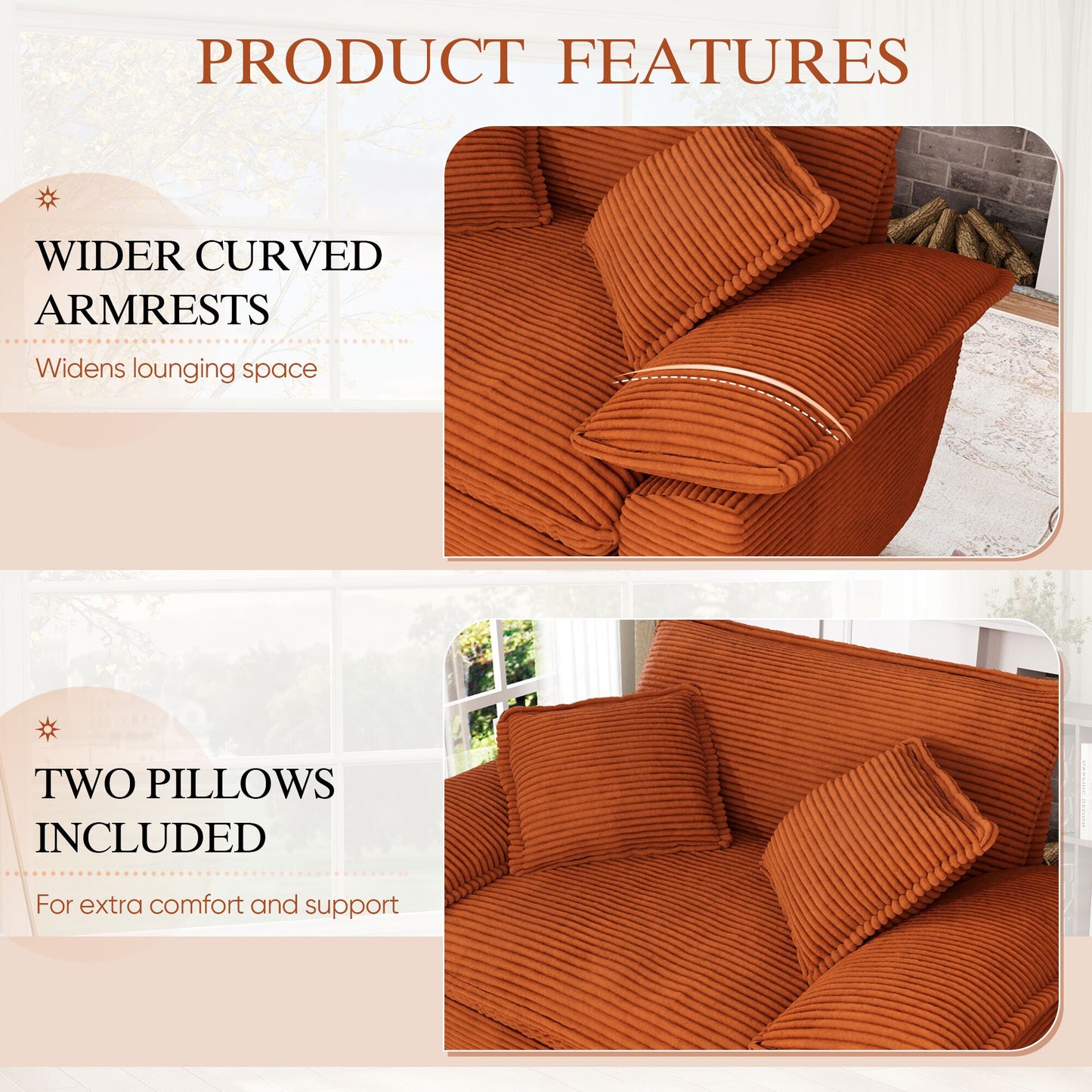 Muumblus Oversized Accent Chair with Ottoman, 48" Indoor Chaise Lounge Cloud Sofa Reading Armchair for Modern Living Room, Bedroom