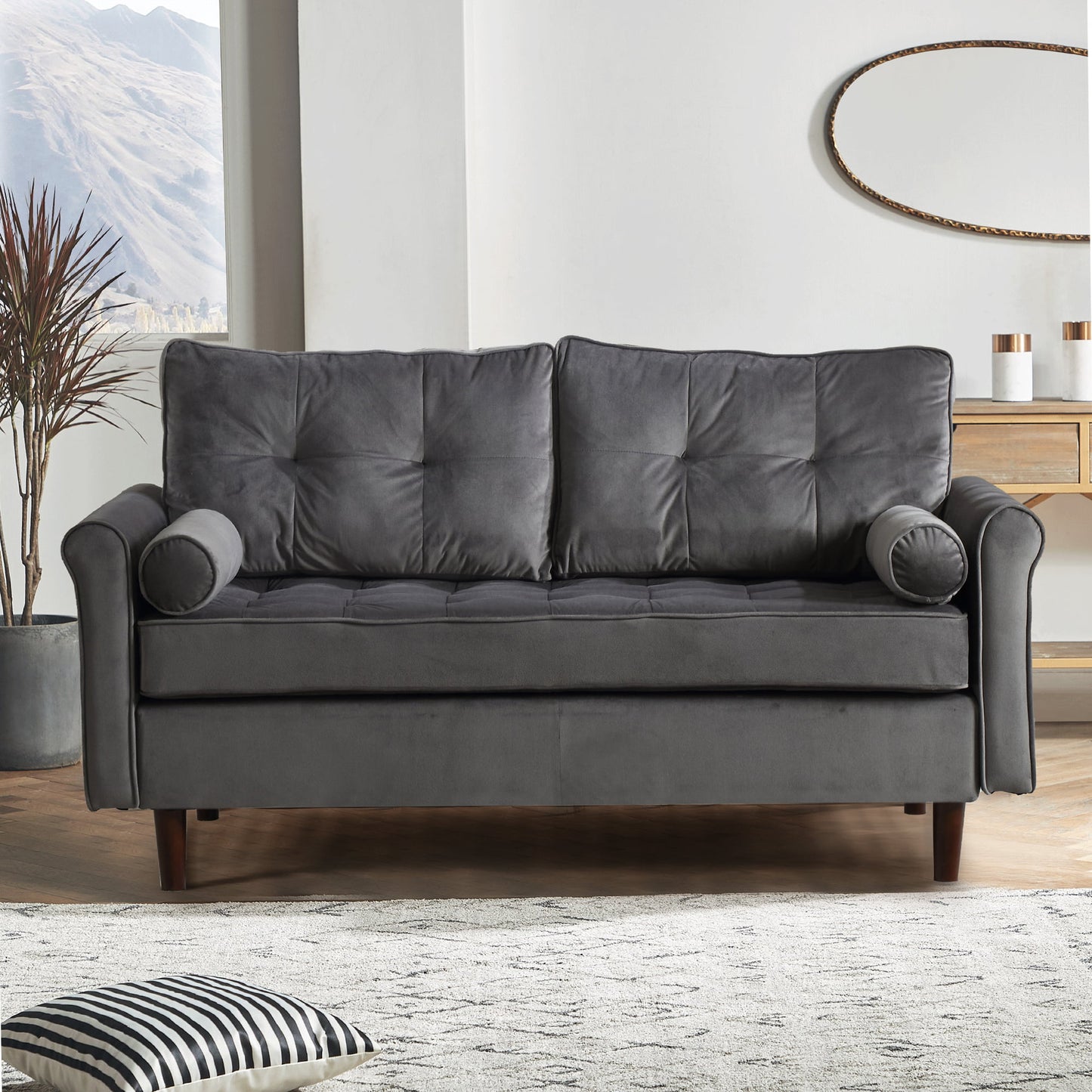 Muumblus 62" Modern Velvet Loveseat