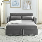 Muumblus 55" Pull Out Sofa Bed, Convertible Sleeper Loveseat with USB Ports, Modern Velvet Small Love Seat Futon Sofa for Living Room, Adjsutable Backrest