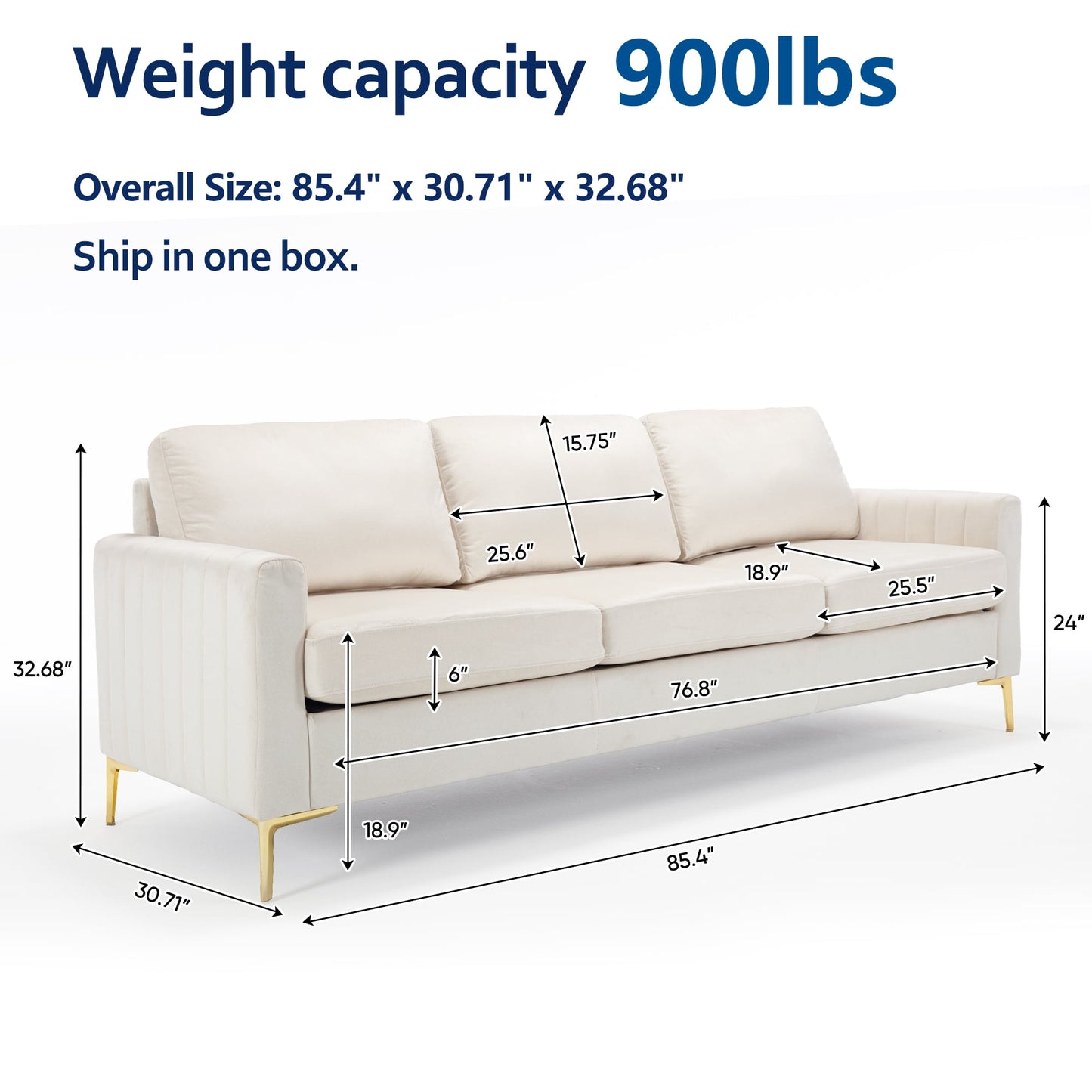 Muumblus 2 Pieces Velvet Living Room Sets, Modern 2 Seater Loveseat Sofa and 3 Seater Sofa Couch, Beige