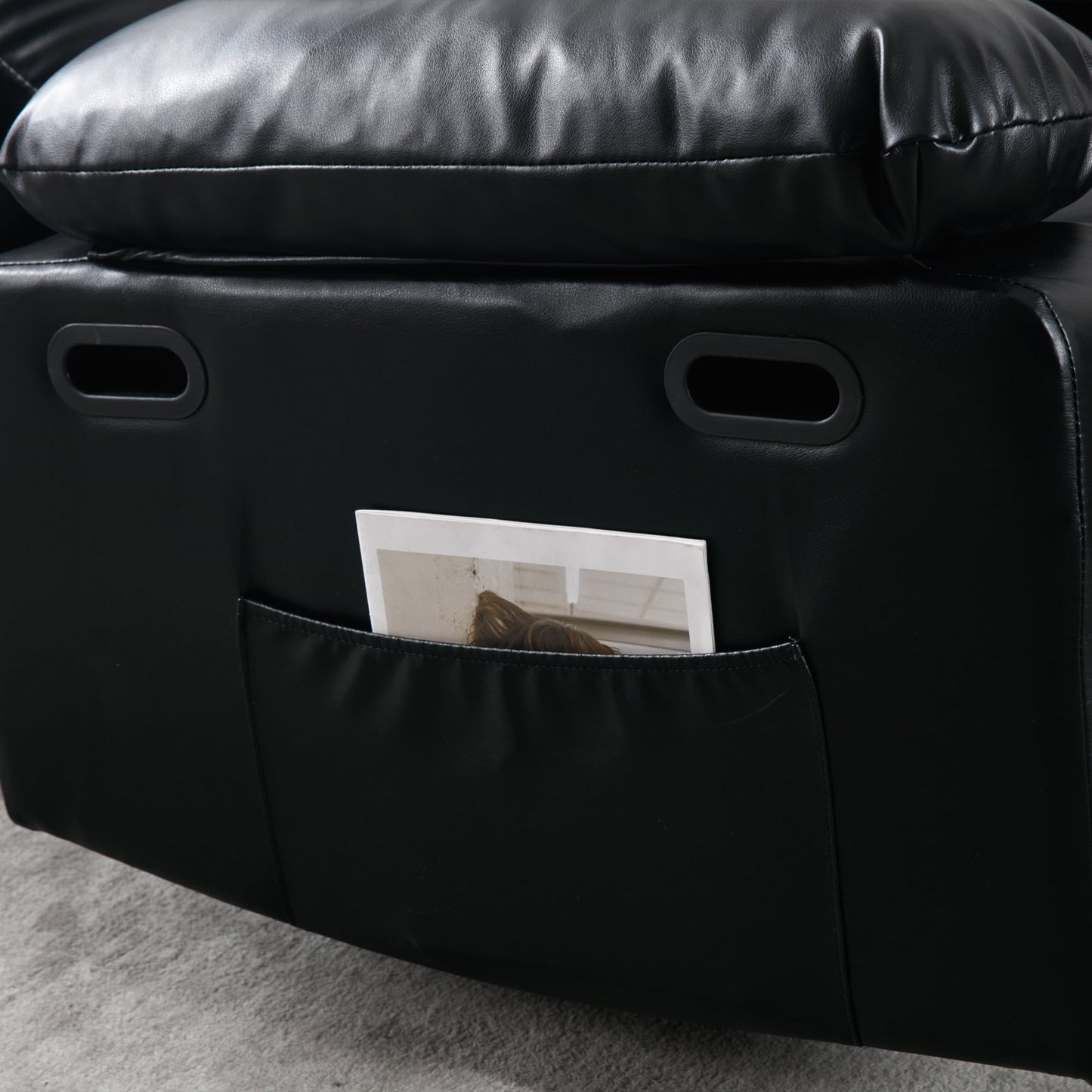 Muumblus Swivel Rocker Recliner with Heat and Massage, Power Recliner Chair for Living Room, Black Faux Leather