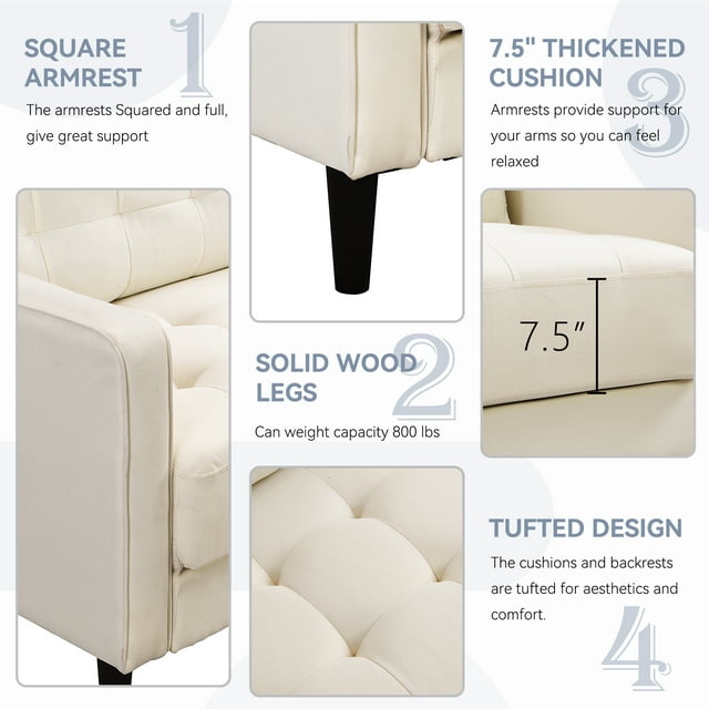 Muumblus 75 " Fabric Tufted Upholstered Sofa Couch