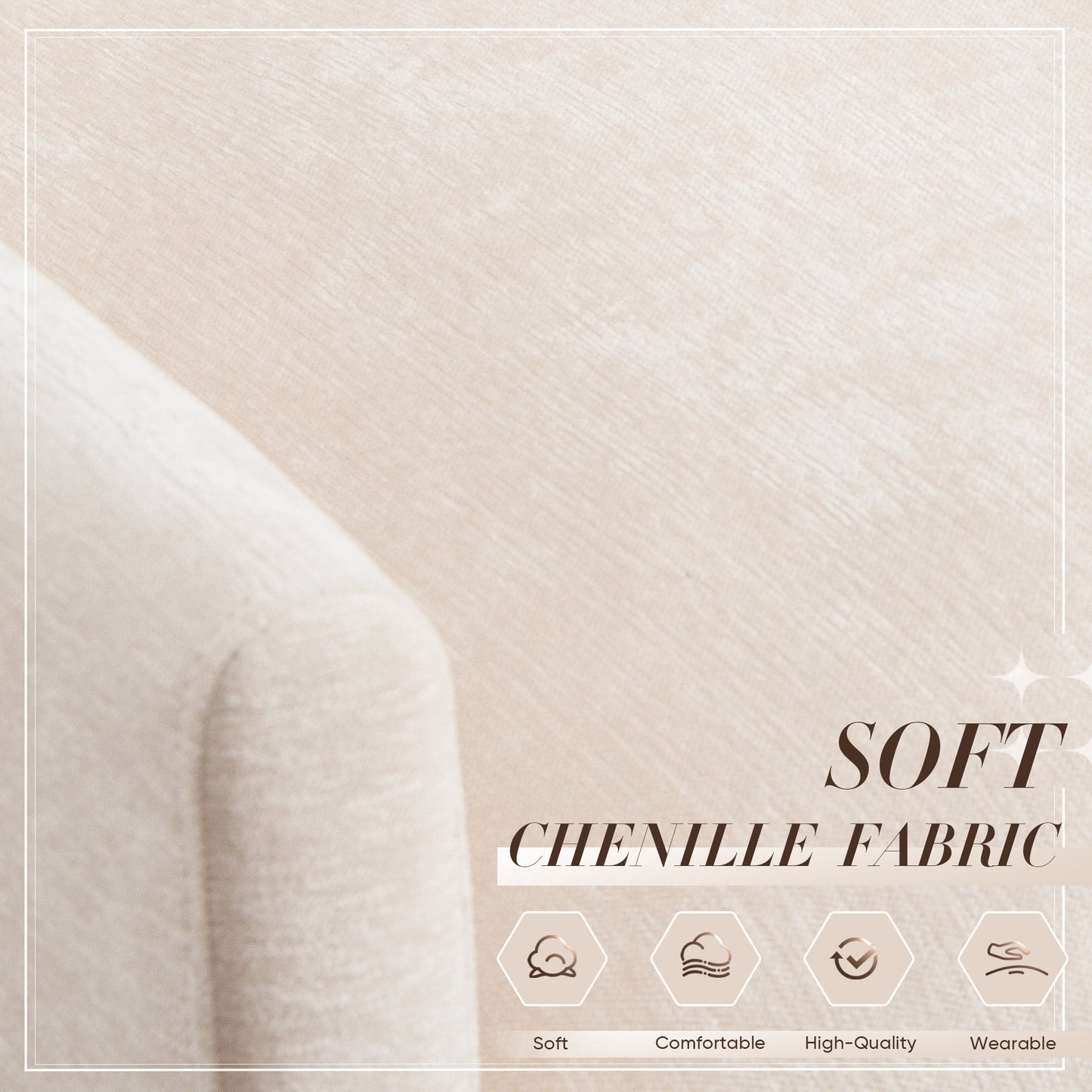 Muumblus Oversized Lounge Chair with Ottoman, Cloud Accent Armchair in Beige Chenille