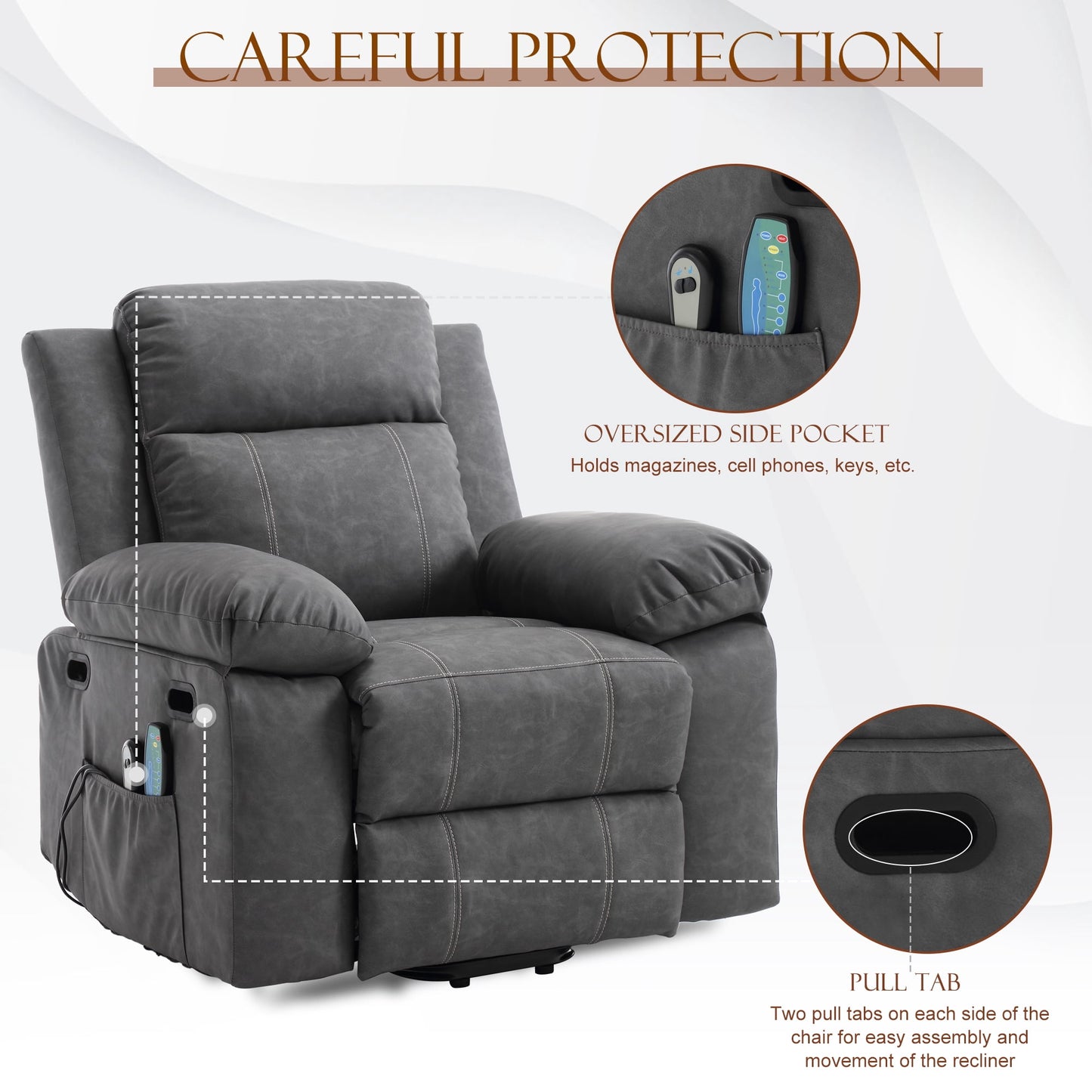Muumblus Power Lift Recliner Chair Recliners for Elderly, Heat and Massage