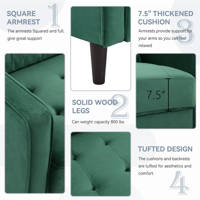 Muumblus 75 " Velvet Tufted Upholstered Sofa Couch