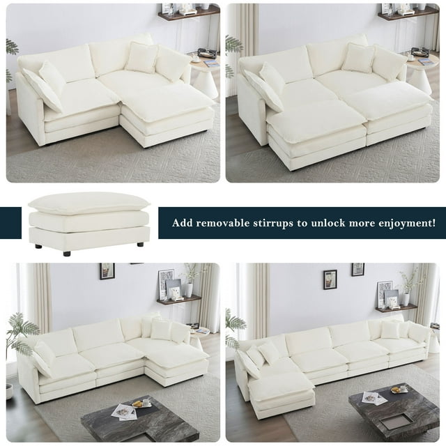 Muumblus 2 Seater Cloud Sofa, Chenille Deep Seat Sofa, Modern Adult Upholstered Loveseat Sofa Couch for Living Room, Ivroy
