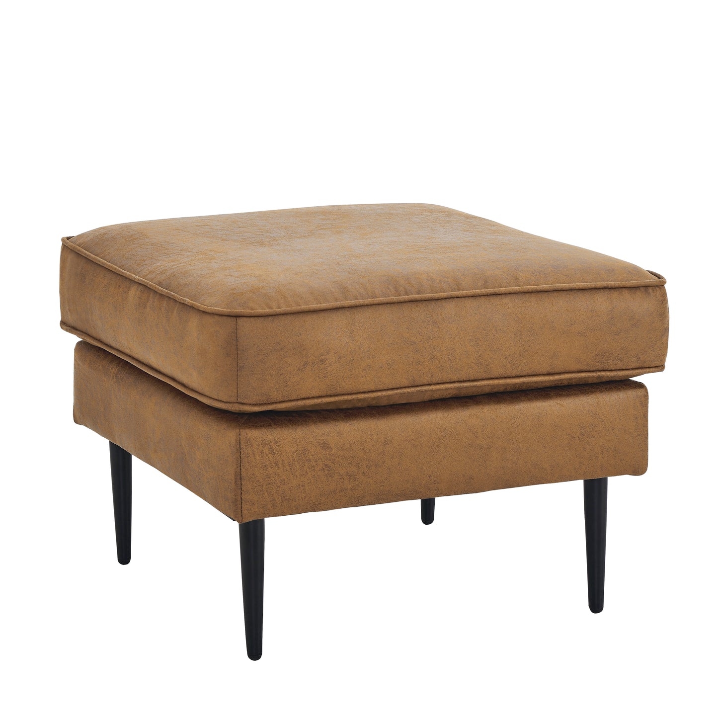Muumblus 4 Pieces Living Room Sofa Set, Accent Chair and Loveseat Sofa and 3-Seater Sofa and Ottoman, Brown Faux Leather