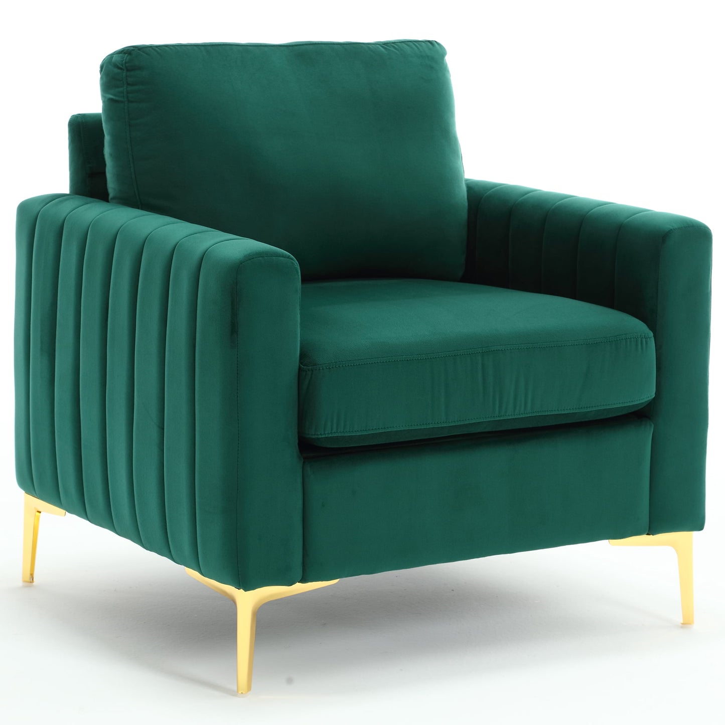 Muumblus Single Sofa Chair, Modern Adult Velvet Upholstered Accent Chair with Metal Legs, Comfy Armchair for Living Room Bedroom Study