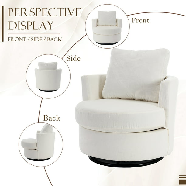 Muumblus Chenille Swivel Chair for Living Room
