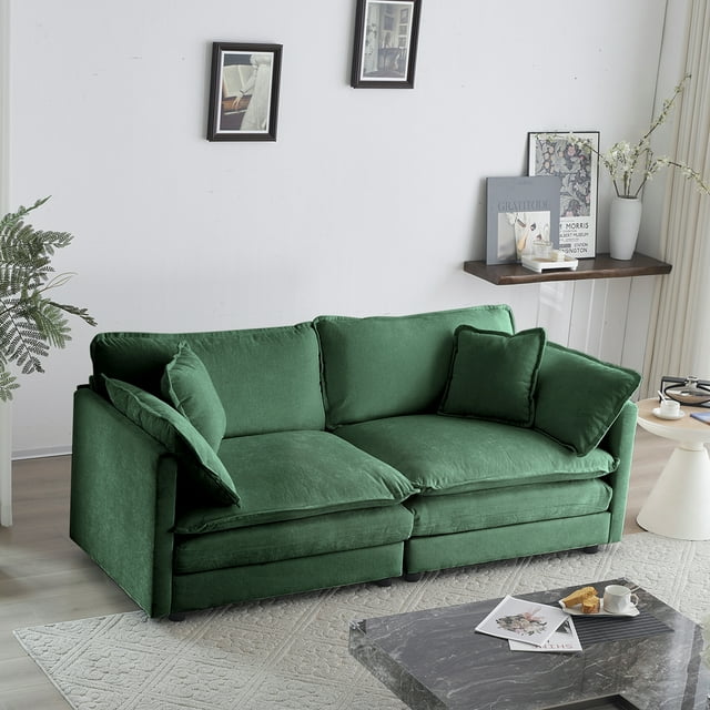 Muumblus 2 Seater Cloud Sofa, Chenille Deep Seat Sofa, Modern Adult Upholstered Loveseat Sofa Couch for Living Room, Ivroy