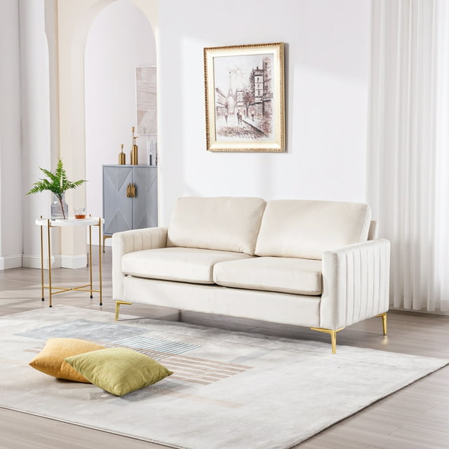 Muumblus Loveseat Sofa, 2 Seater Sofa for Small Space, Tufted Velvet Couch, Mid Century Modern Small Couches for Living Room, Bedroom