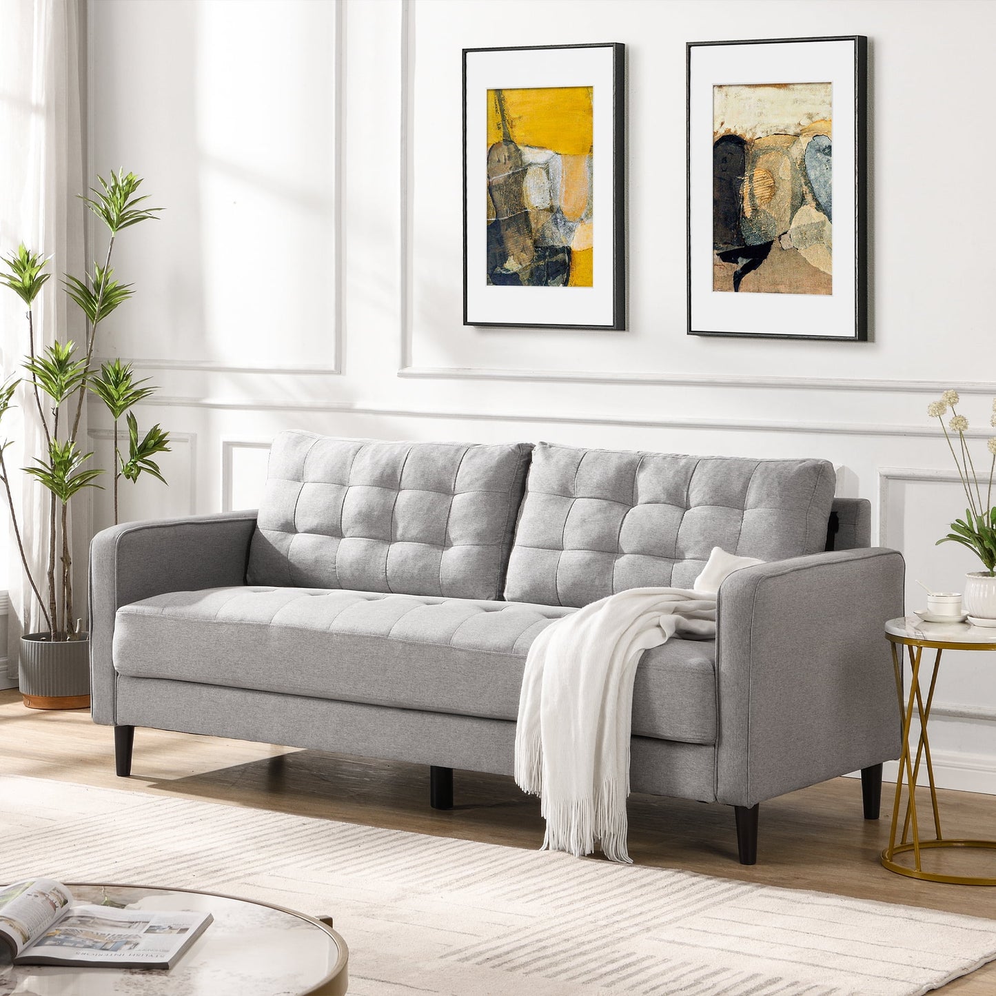 Muumblus 75 " Fabric Tufted Upholstered Sofa Couch