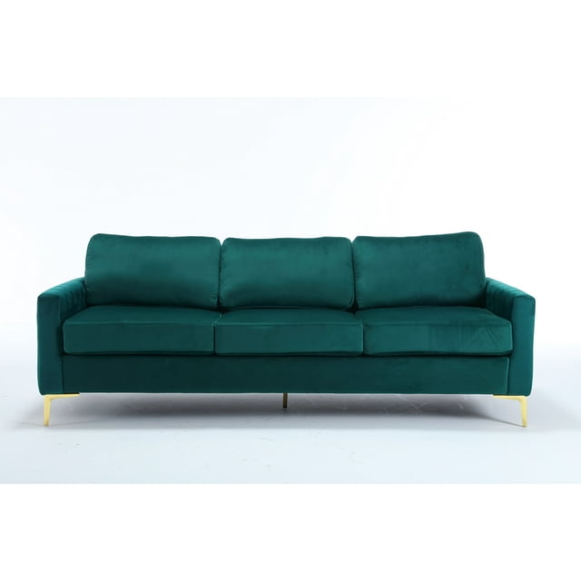 Muumblus 85 inch Sofa Couch, 3 Seater Loveseat Sofa, Mid Century Modern Tufted Velvet Couch for Living Room, Living Room Furniture Sets, Navy Blue