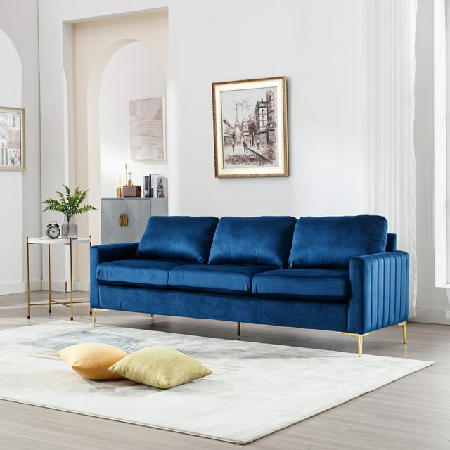 Muumblus 85 inch Sofa Couch, 3 Seater Loveseat Sofa, Mid Century Modern Tufted Velvet Couch for Living Room, Living Room Furniture Sets