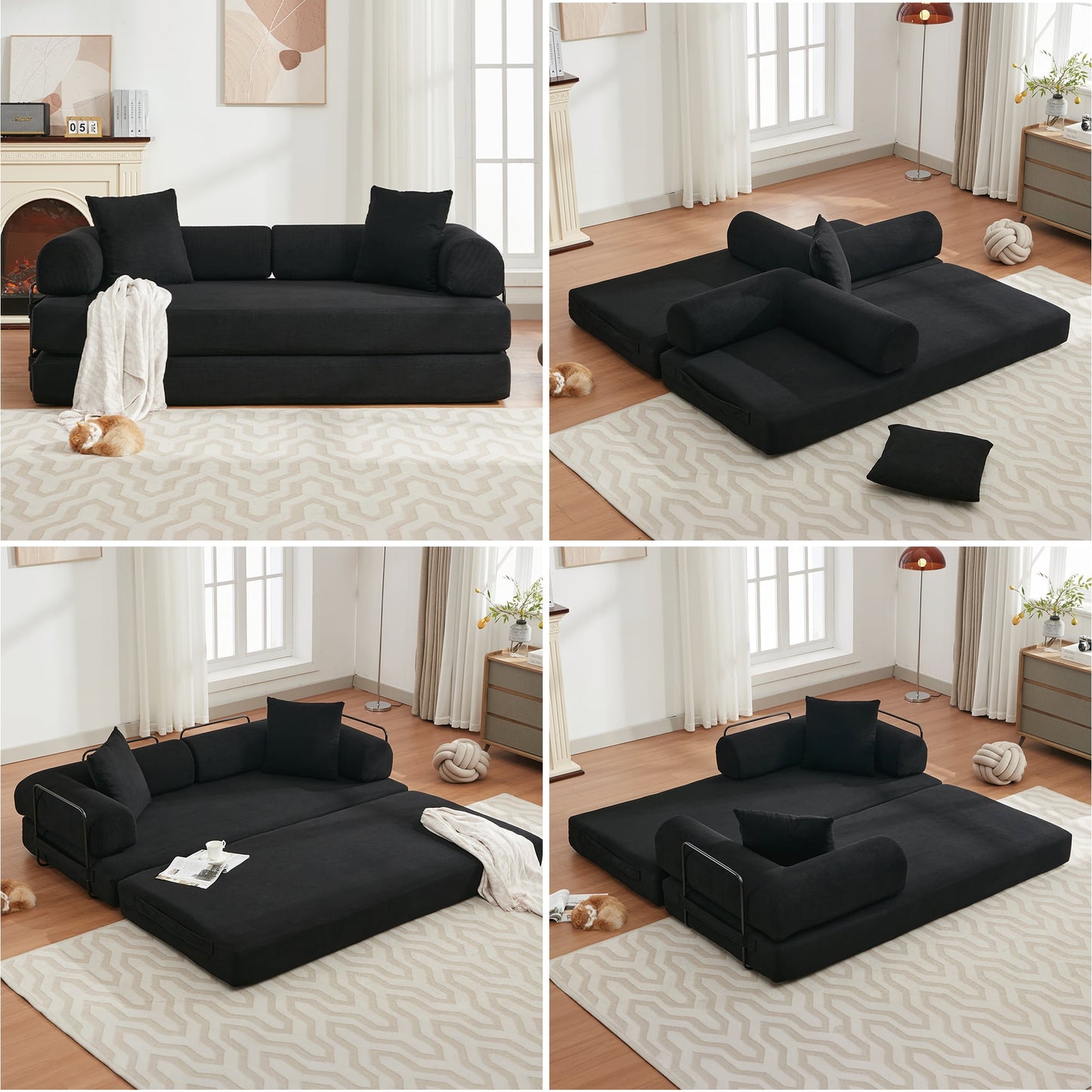 Muumblus Convertible Floor Futon Sofa Bed, Comfy Foldable Sleeper Cloud Couch for Living Room, Bedroom