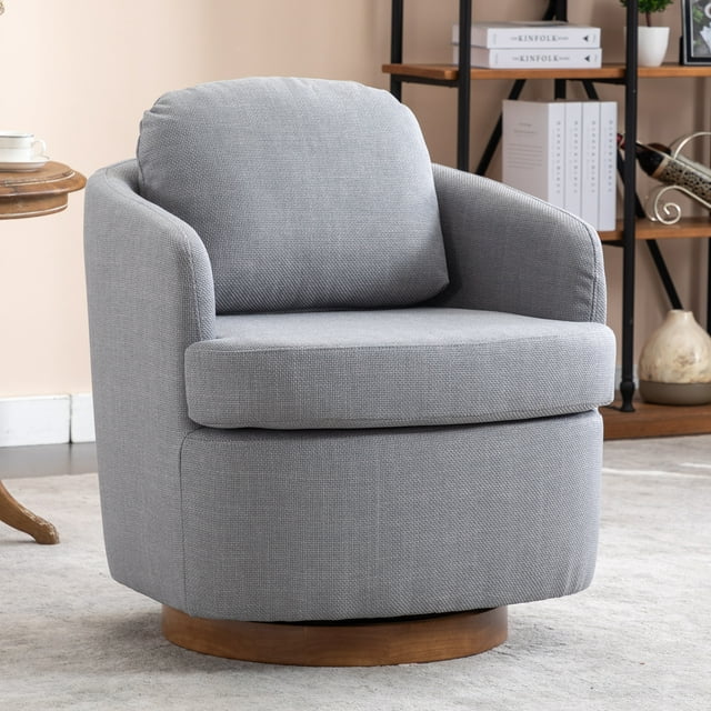 Muumblus Boucle Swivel Accent Barrel Chair, Living Room Leisure Comfy Armchair for Bedroom, Ivory