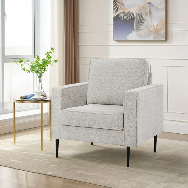Muumblus Accent Chair with Ottoman, Upholstered Lounge Chiar in Brown Faux Leather