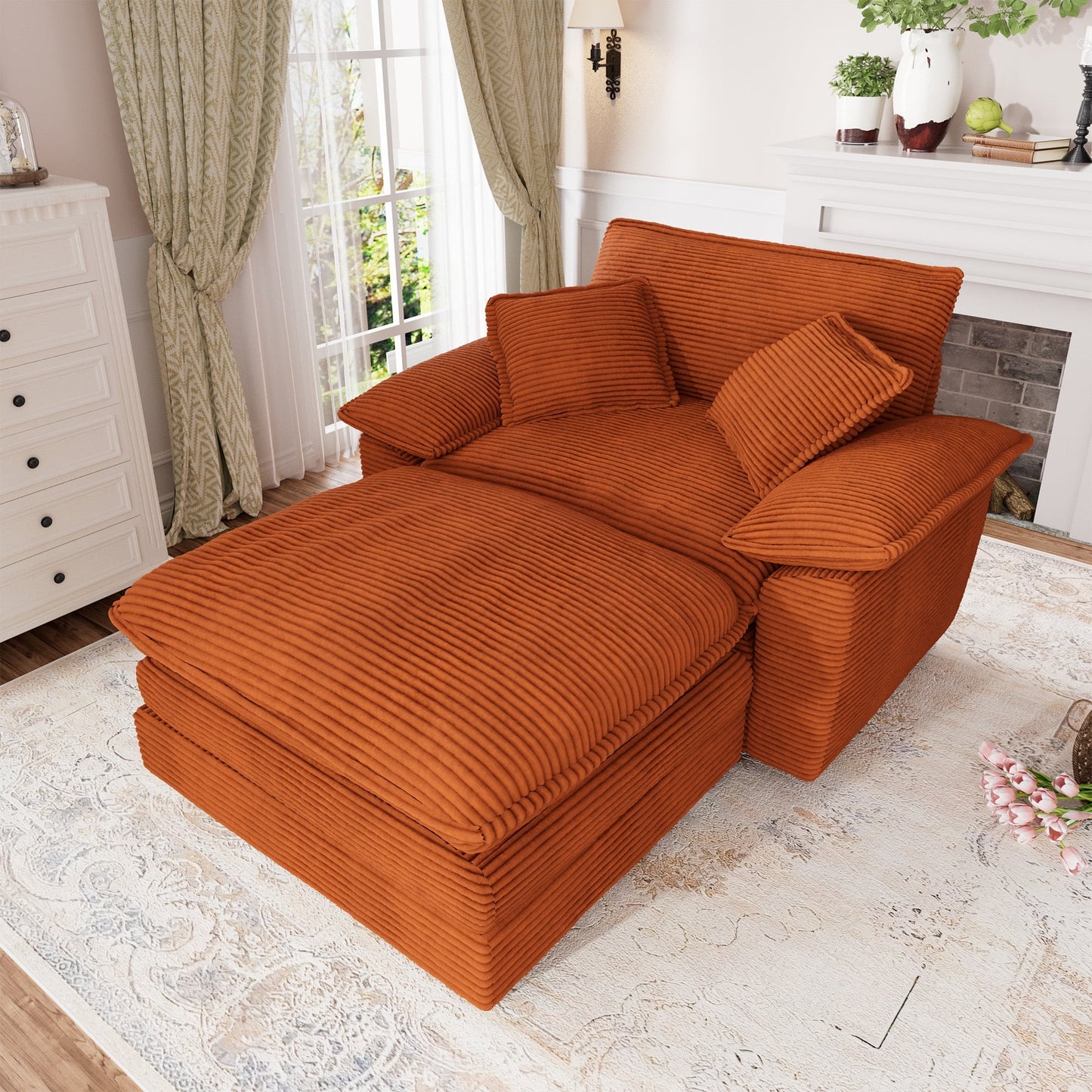 Muumblus Oversized Accent Chair with Ottoman, 48" Indoor Chaise Lounge Cloud Sofa Reading Armchair for Modern Living Room, Bedroom