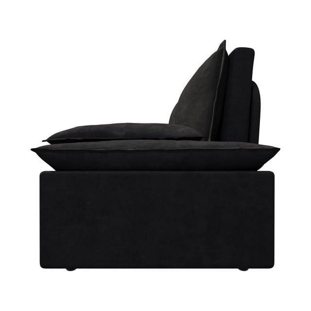 Muumblus 70" Queen Pull Out Sofa Bed, Modern 3-in-1 Convertible Loveseat Sleeper with 2 Pillows, Velvet Sleeper Sofa for Living Room, Bedroom, Small Apartment, Black
