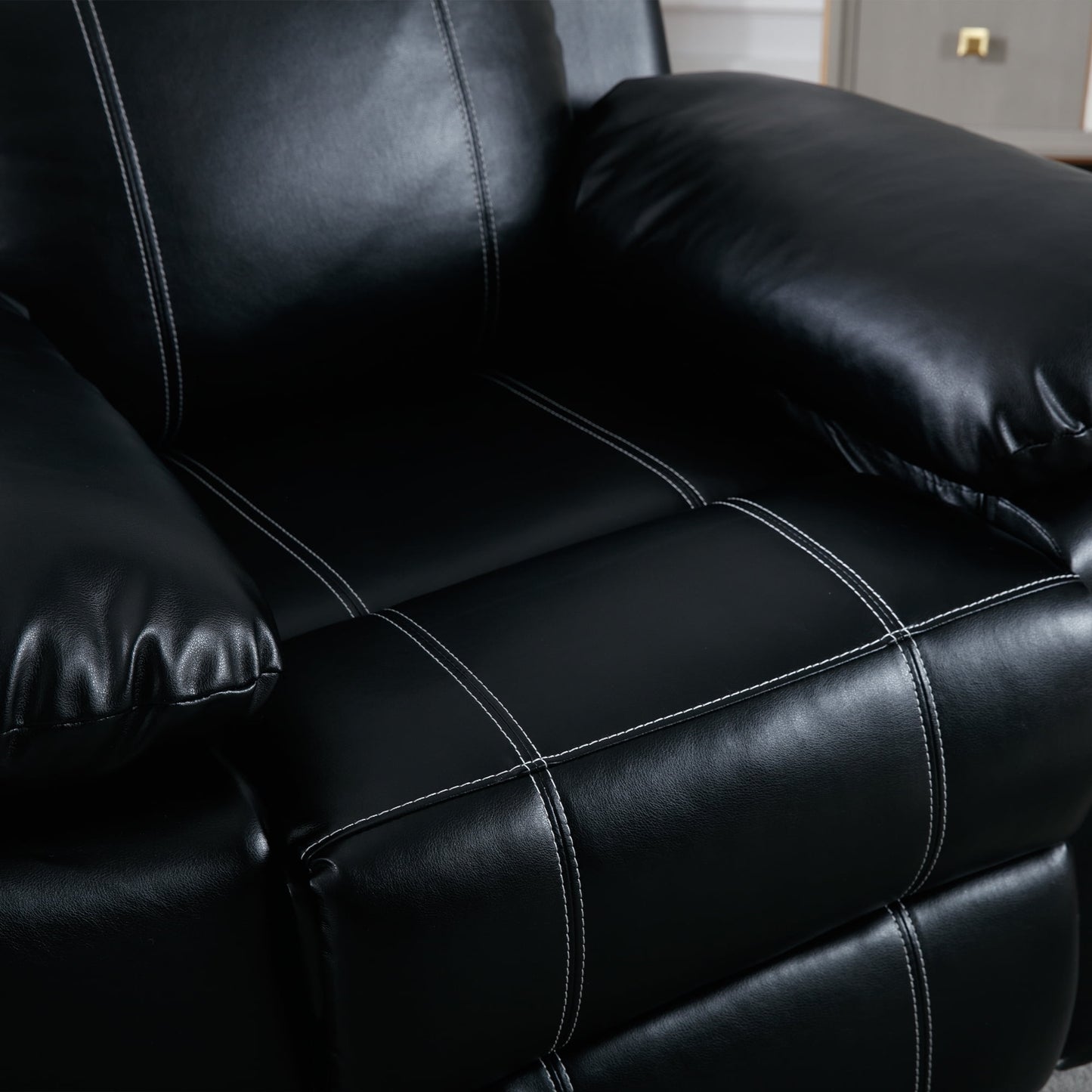 Muumblus Swivel Rocker Recliner with Heat and Massage, Power Recliner Chair for Living Room, Black Faux Leather