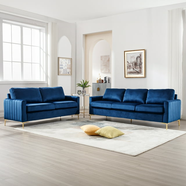 Muumblus Loveseat Sofa, 2 Seater Sofa for Small Space, Tufted Velvet Couch, Mid Century Modern Small Couches for Living Room, Bedroom