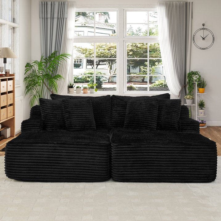 Muumblus 83" Oversized Double Chaise Lounge Chair Indoor, Modern Boneless Plush Corduroy Upholstered Modural Sectional Sleeper Cloud Couch for Living Room Apartment