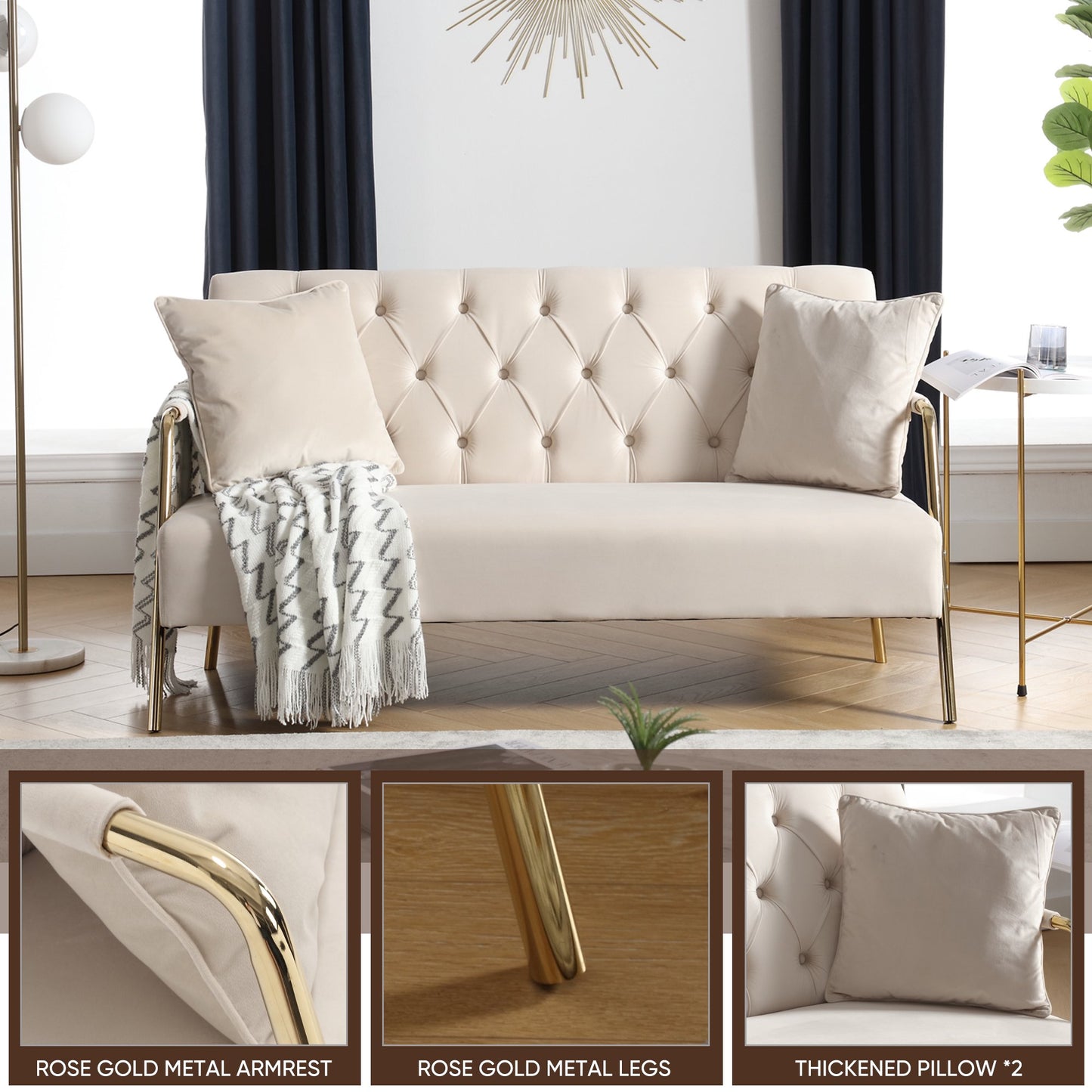 Muumblus 53.5" Velet Loveseat Sofa