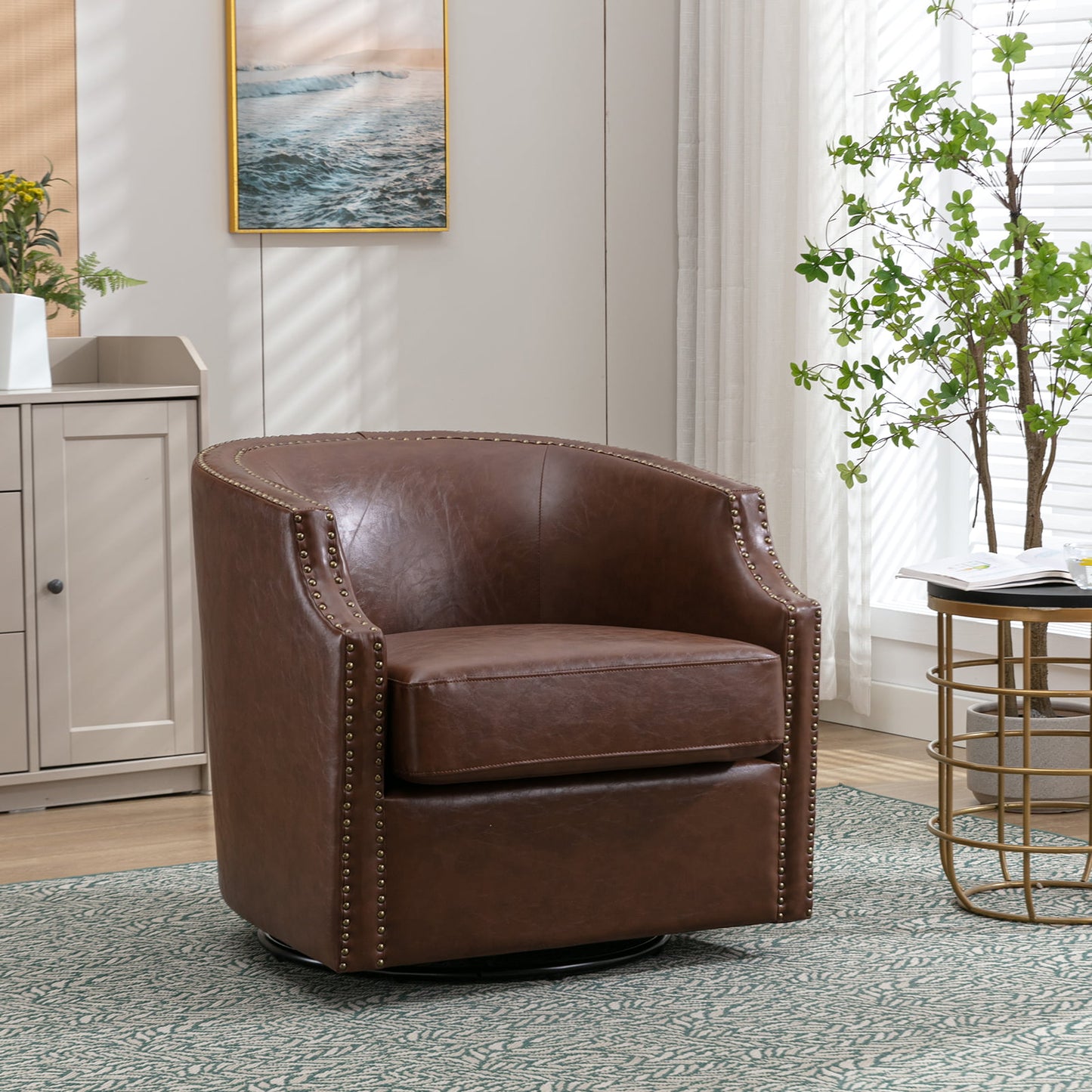 Muumblus Swivel Barrel Accent Chair, Comfy Glider Rocker for Living Room & Nursery, Modern Barrel Accent Chair Armchair Sofa Chair