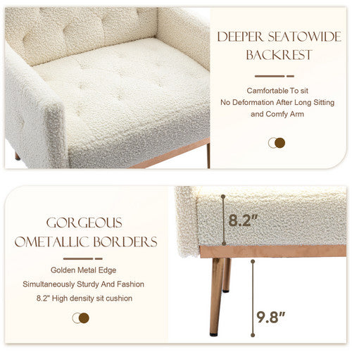 Muumblus Modern Accent Chair, Upholstered Single Sofa Chair Sherpa Arm Chair for Living Room and Bedroom