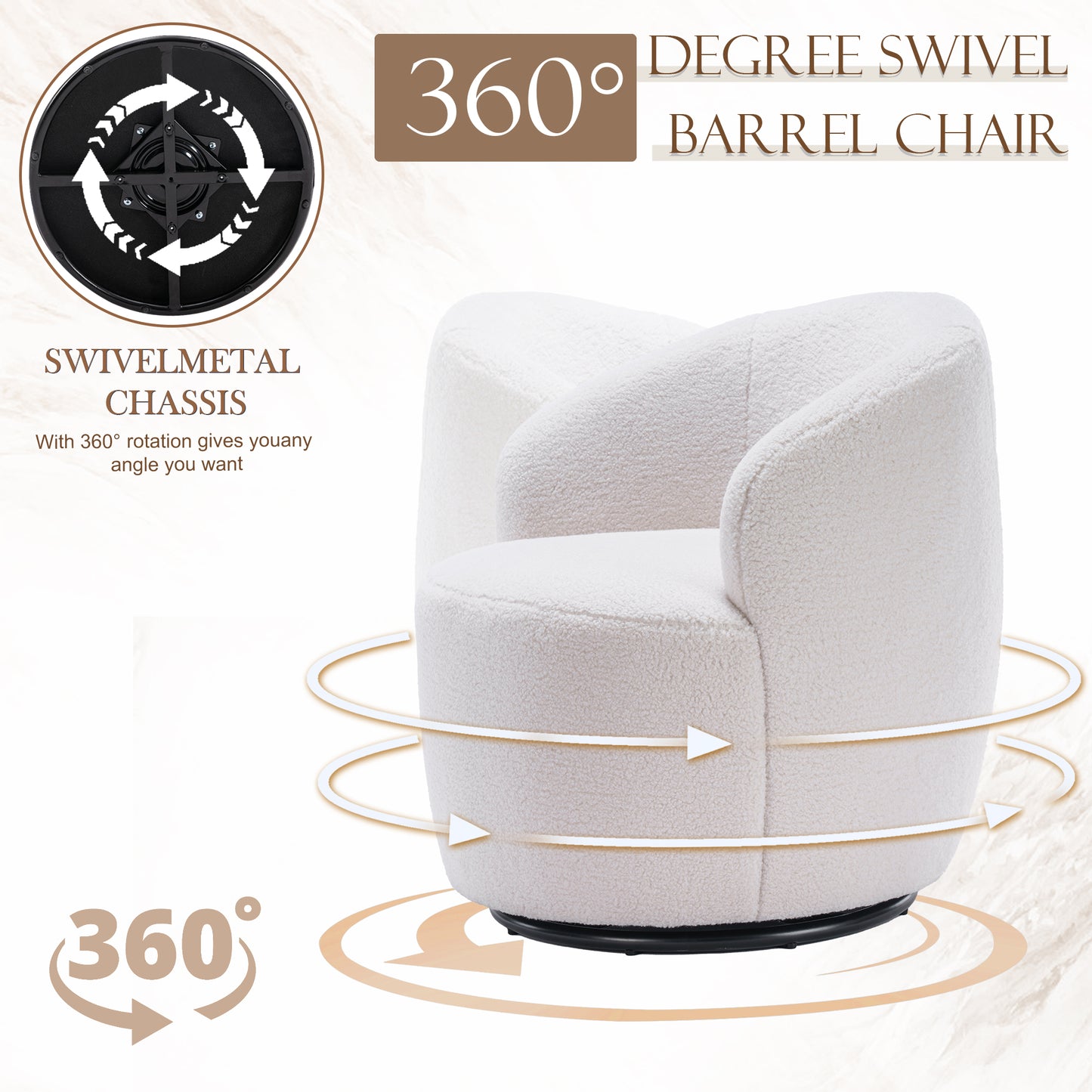 Muumblus Swivel Accent Chair for Living Room, Nursery, Round Accent Armchair Sofa Chair
