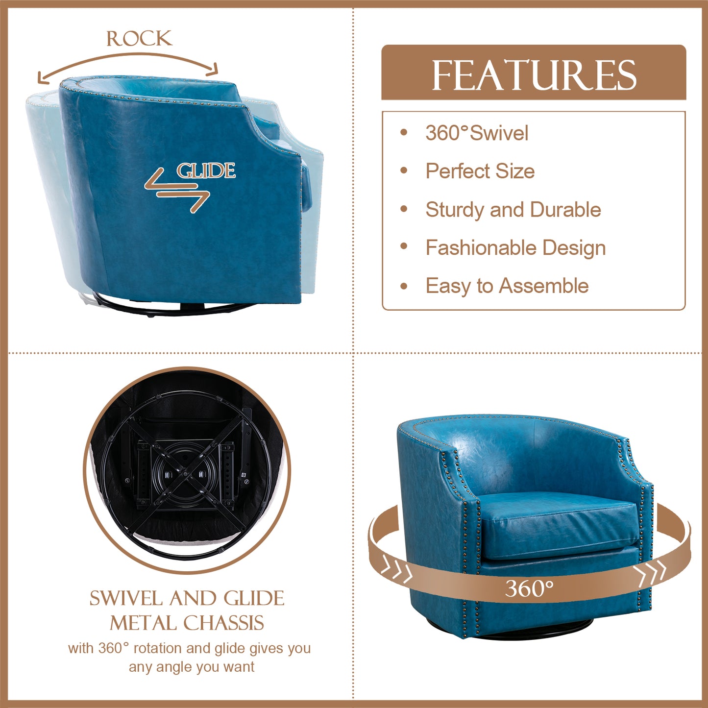 Muumblus Swivel Barrel Accent Chair, Comfy Glider Rocker for Living Room & Nursery, Modern Barrel Accent Chair Armchair Sofa Chair