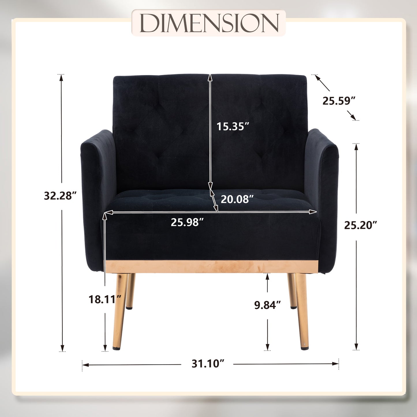 Deolme Modern Accent Chair, Upholstered Single Sofa Chair Sherpa Arm Chair for Living Room