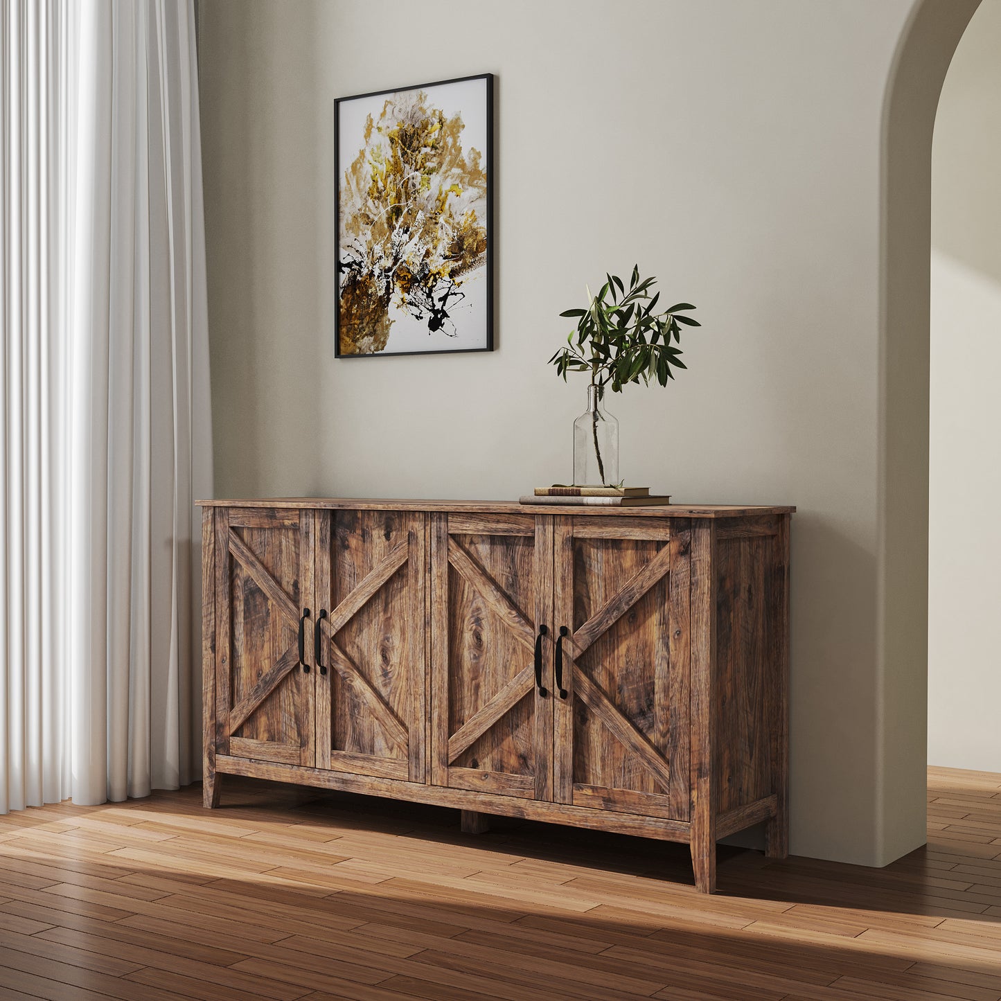 Muumblus 59" W Buffet Cabinet Sideboard Storage Cabinet with Adjustable Shelves for Living Room
