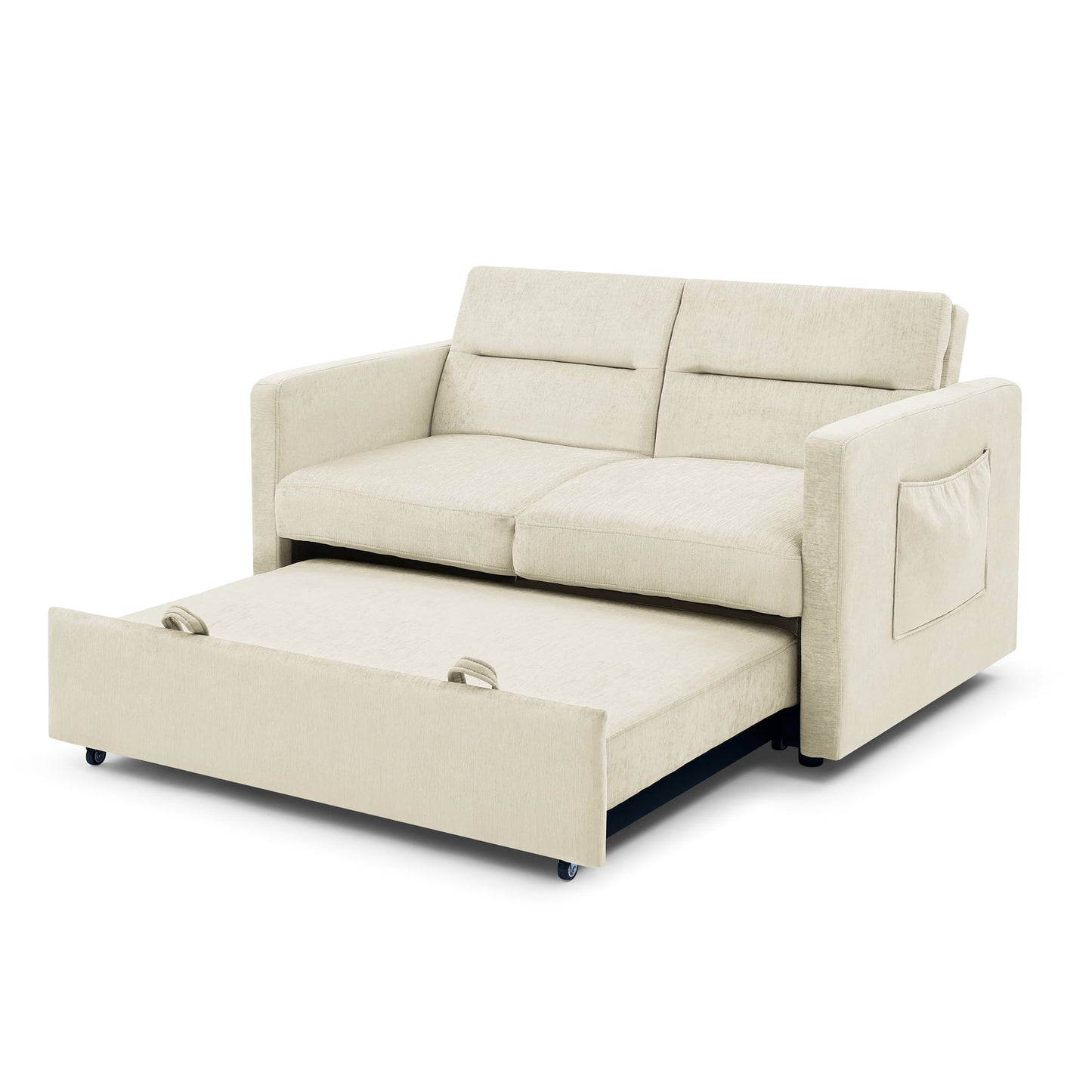 Muumblus 54.5" Pull Out Sofa Bed, Convertible Futon Sofa Bed with Pull Out Bed, Loveseat Sleeper Sofa for Living Room, Adjustable Back