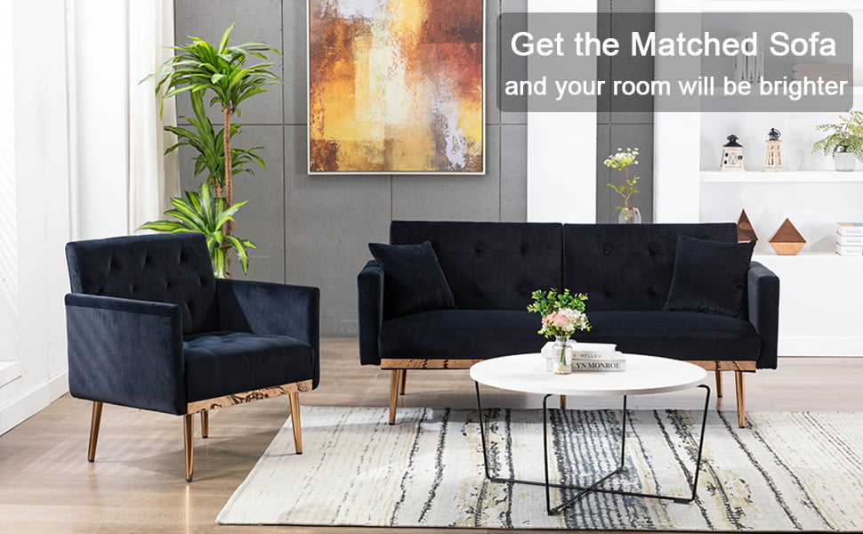 Deolme Modern Accent Chair, Upholstered Single Sofa Chair Sherpa Arm Chair for Living Room