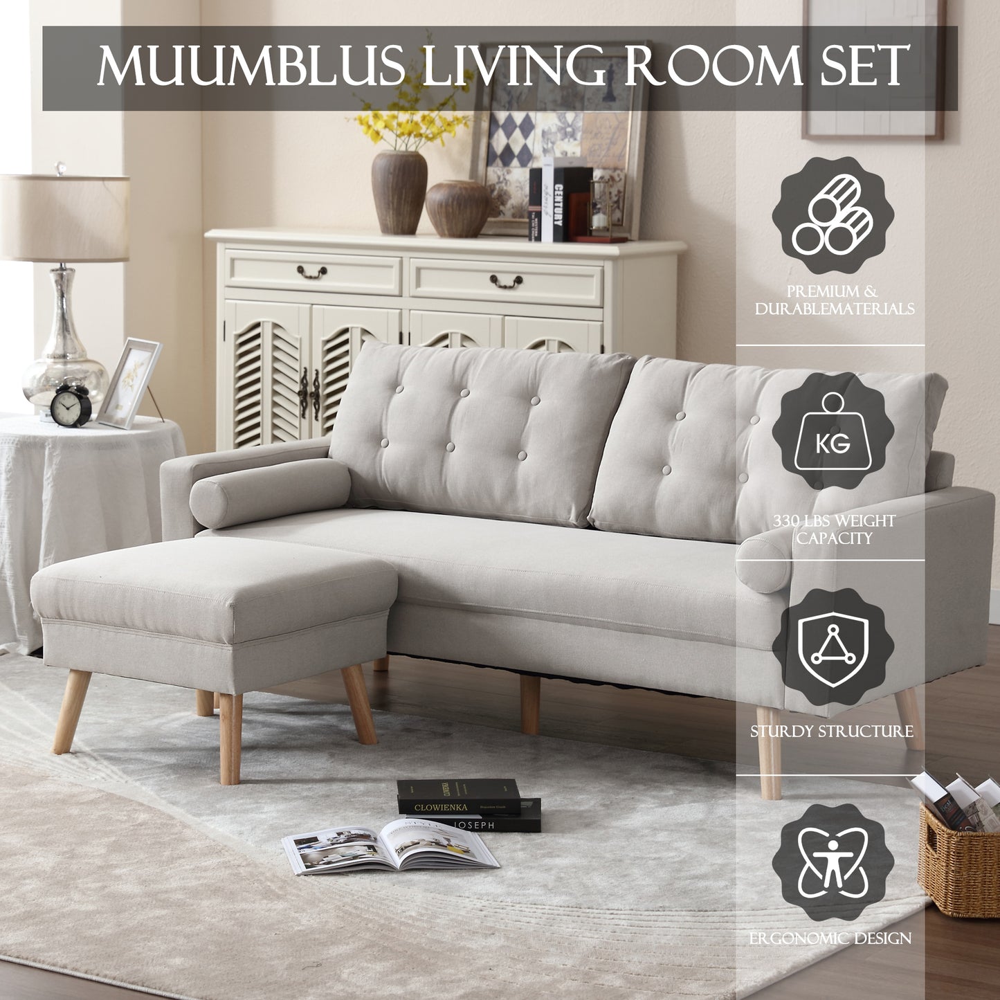 Muumblus Modern Upholstery Living Room Set