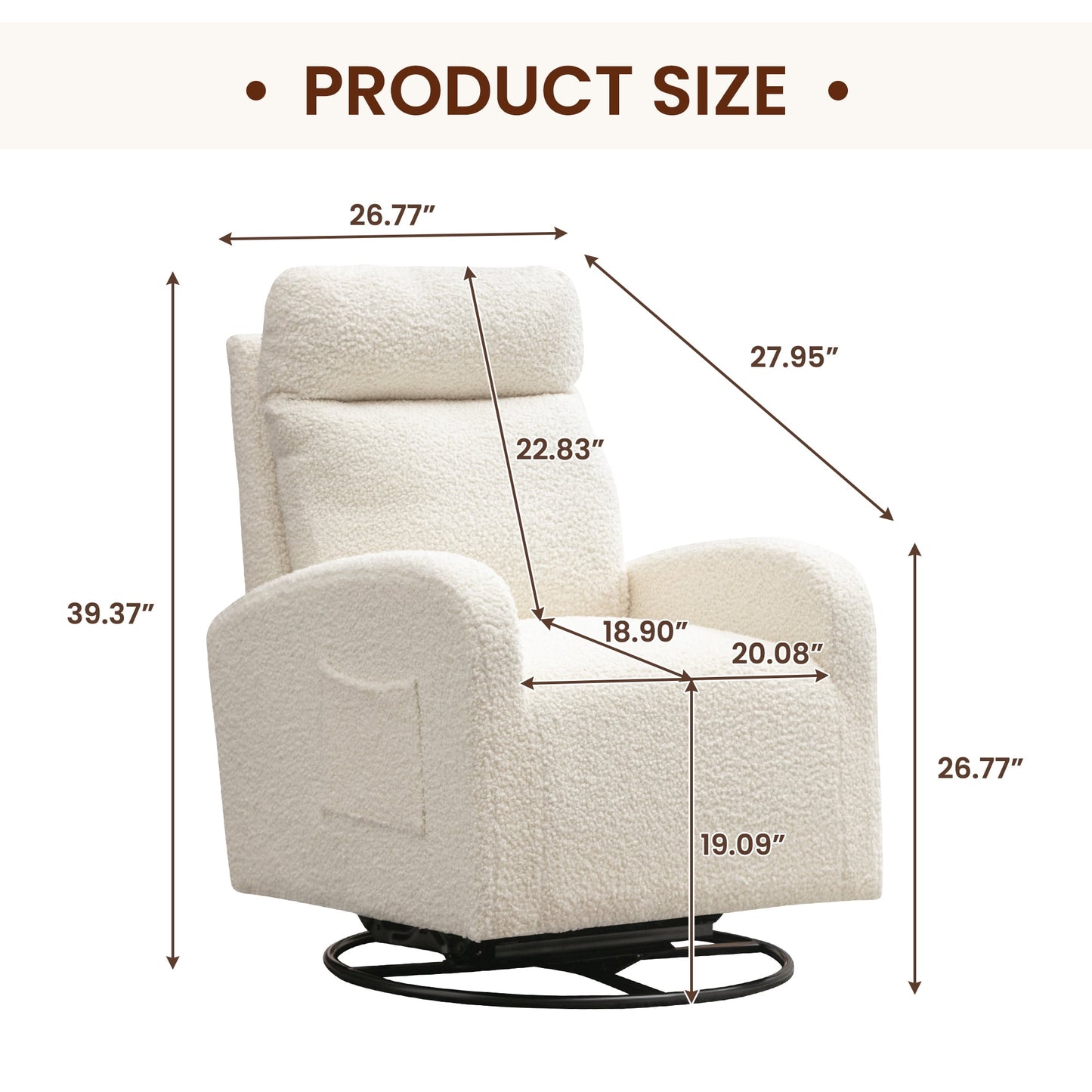 Muumblus Swivel Glider for Nursery, Comfy Swivel Rocking Glider Chair with Comfortable Headrest and Lumbar Pillow