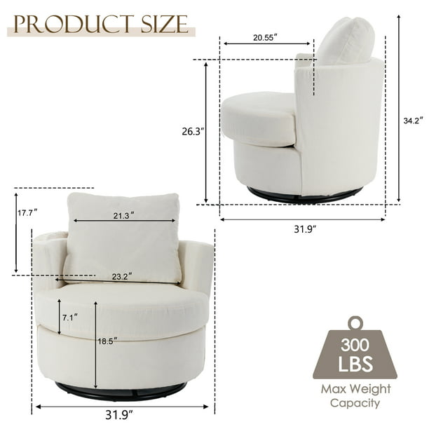 Muumblus  Chenille Swivel Chair for Living Room