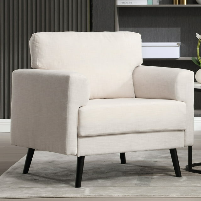 Muumblus 35.8" Oversized Accent Armchairs Set of 2, Modern Large Leisure Chair and A Half for Living Room, Beige Linen