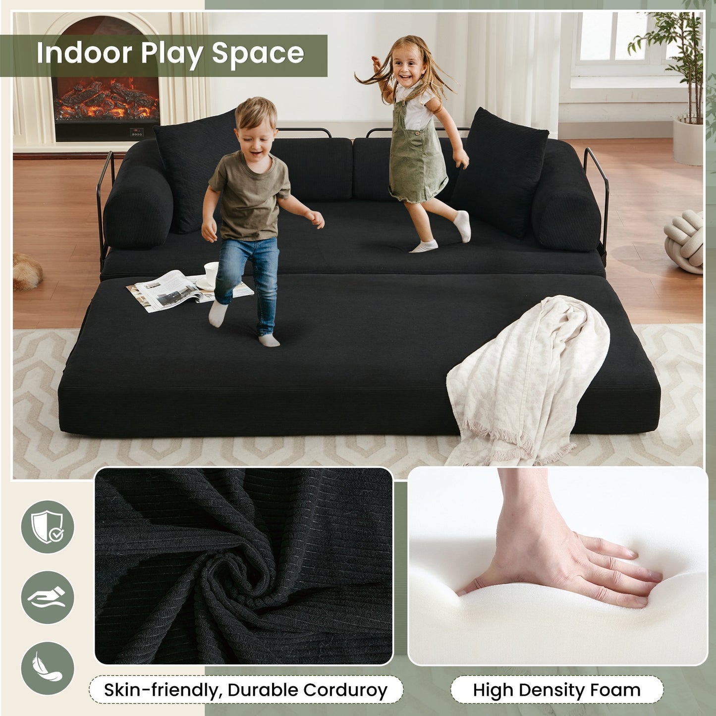 Muumblus Convertible Floor Futon Sofa Bed, Comfy Foldable Sleeper Cloud Couch for Living Room, Bedroom