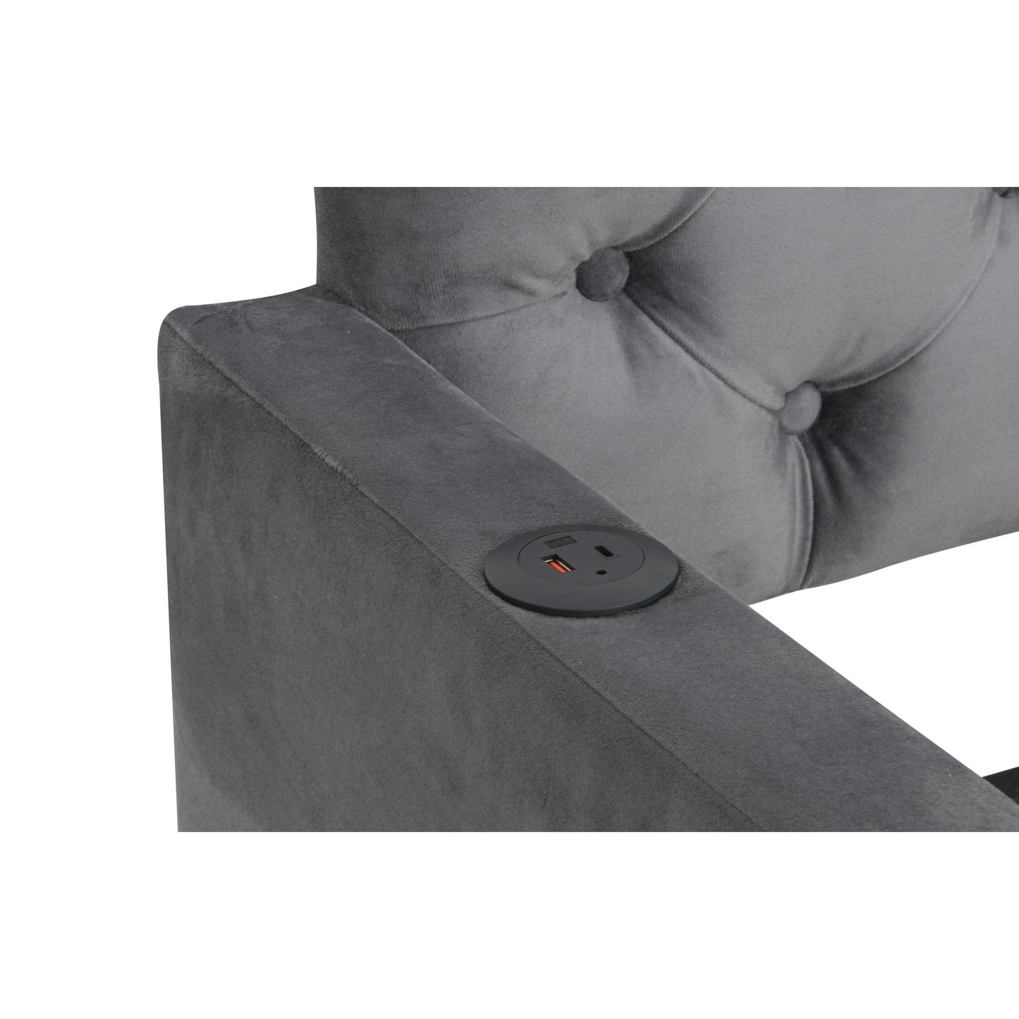 Muumblus Twin Size Daybed with Trundle Bed with USB Ports, Modern Velvet Tufted Bed Frame for Bedroom, Not Box Spring Required, Dark Gray