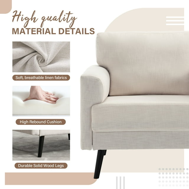Muumblus 35.8" Oversized Accent Armchairs Set of 2, Modern Large Leisure Chair and A Half for Living Room, Beige Linen