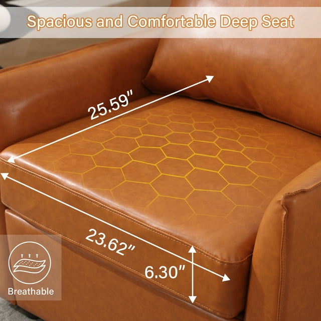 Muumblus 30.7"W Modern Mid-Century Faux Leather Single Sofa Accent Chair for Living Room, Brown