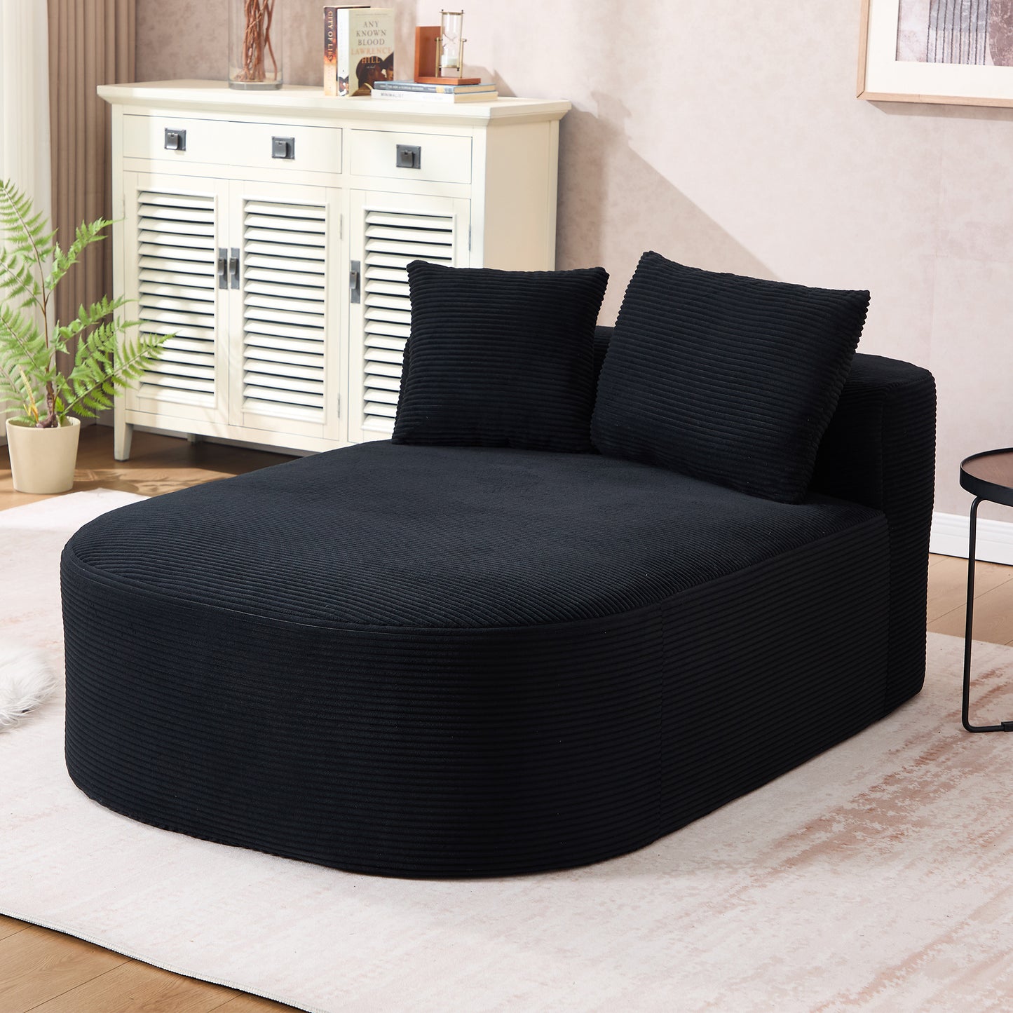 Muumblus 67.5" Oversized Chaise Lounge Indoor Furniture, No Assembly Boneless Cloud Couch, Deep Seat Corduroy Sleeper Sofa Bed for Living Room, Beige